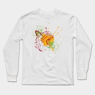 Grunge Cat Portrait Long Sleeve T-Shirt